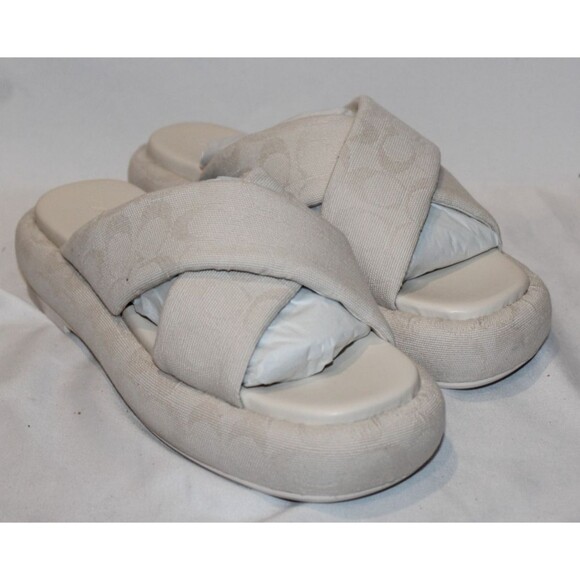 Coach‎ Women's Penelope Signature C Platform Sandals Chalk NIB $195 - Picture 2 of 7